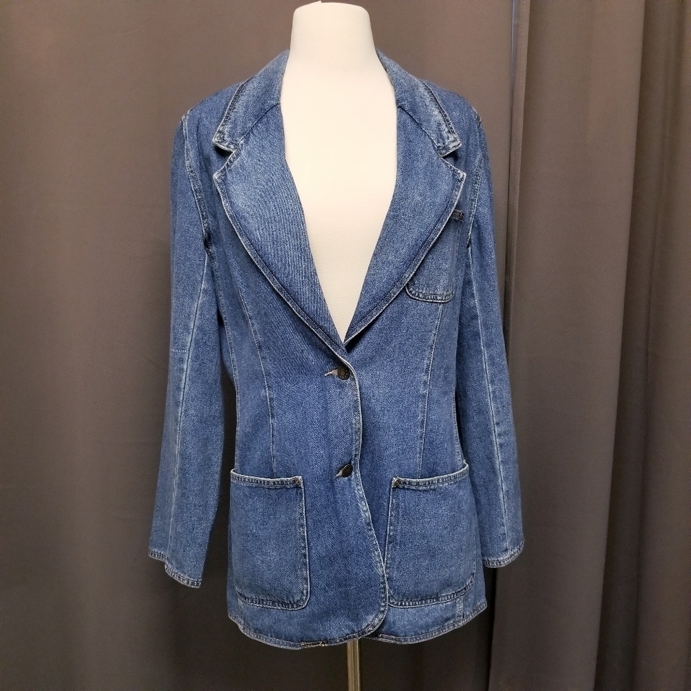 Vintage 90s y2k Denim Jean Jacket Blazer Baccini Woman's‎ Medium